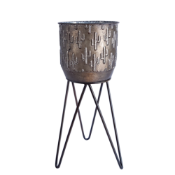 Cache-pot cactus métal sur pied déco  | Deco-Delight.com
