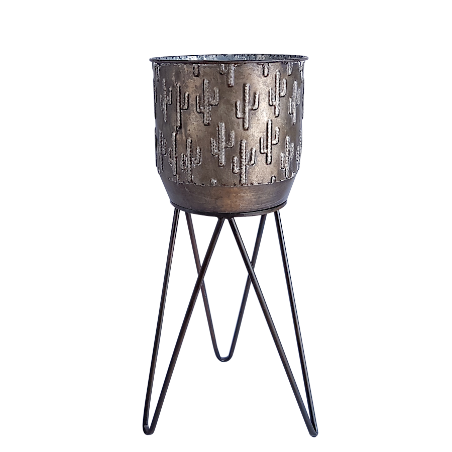 Cache-pot cactus métal sur pied déco | Deco-Delight.com Cache-pot cactus métal sur pied déco | Deco-Delight.com