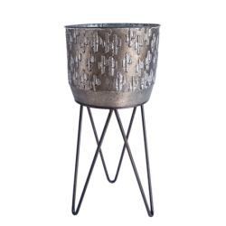 Cache-pot cactus métal sur pied déco  | Deco-Delight.com