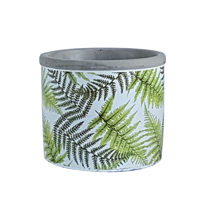 Pot en ciment motifs fougères déco  | Deco-Delight.com