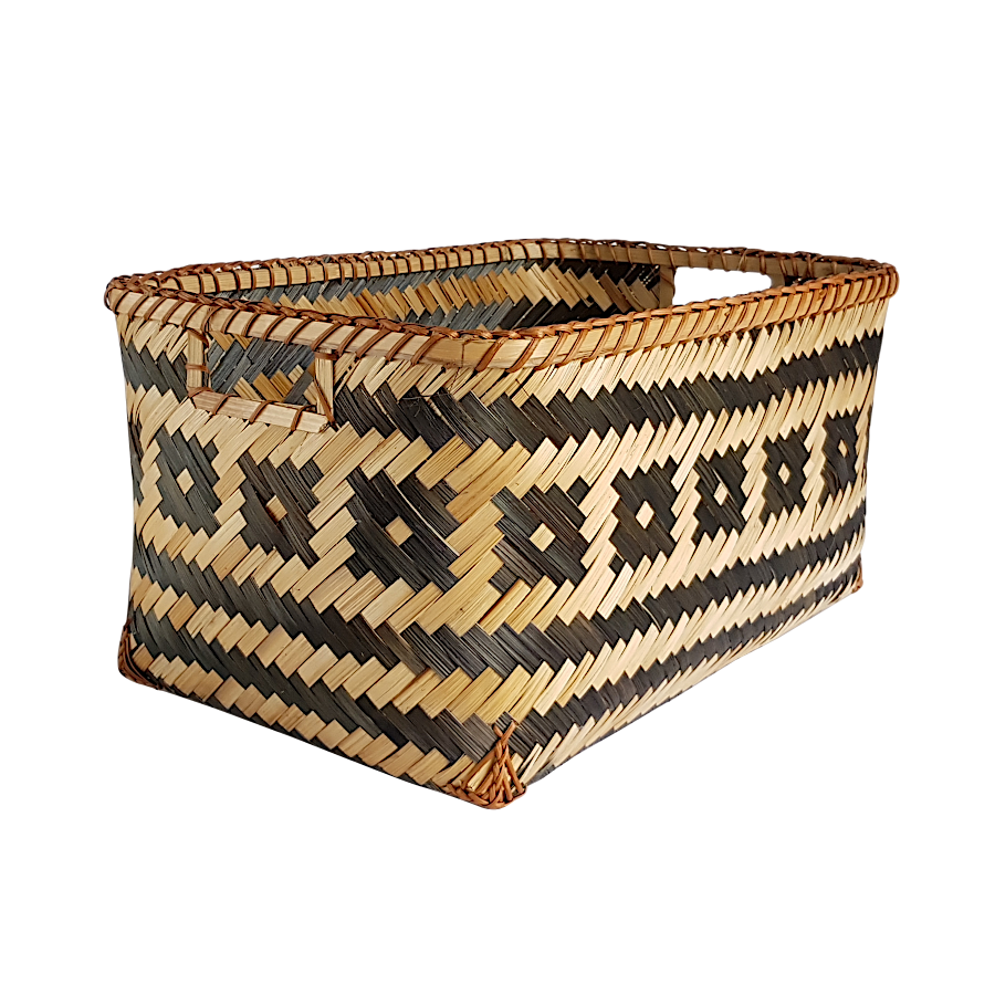 Panier bambou tressé noir naturel  | Deco-Delight.com