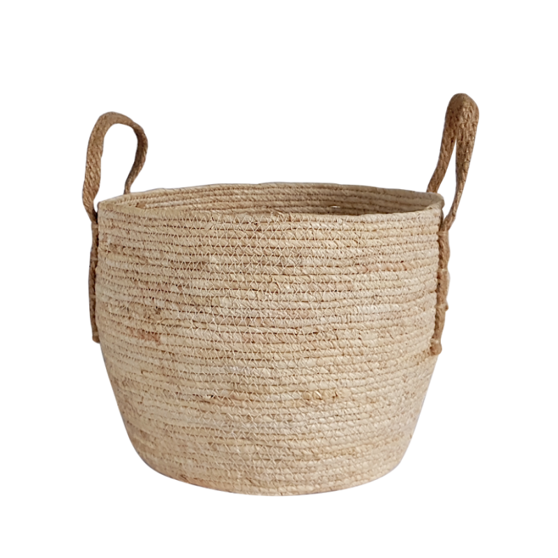 Panier rond fibre de maïs avec anses  | Deco-Delight.com