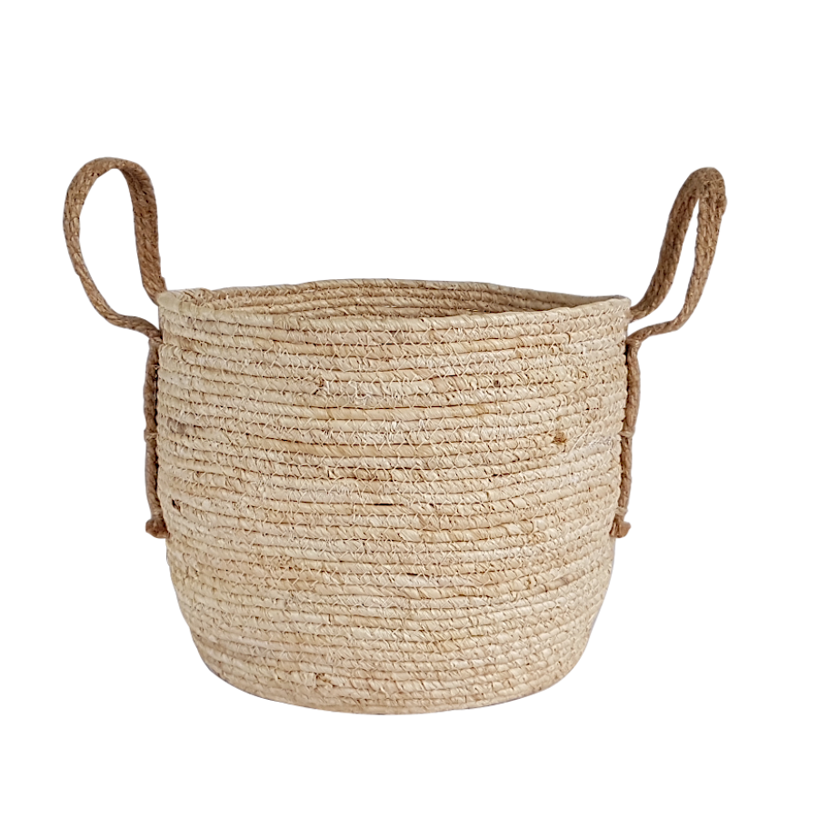 Panier rond fibre de maïs avec anses  | Deco-Delight.com