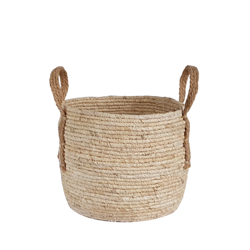 Panier rond fibre de maïs avec anses  | Deco-Delight.com