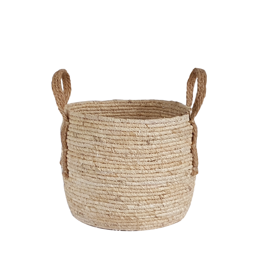 Panier rond fibre de maïs avec anses  | Deco-Delight.com