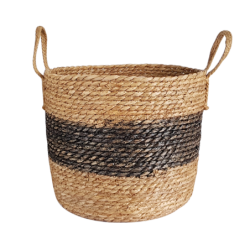 Panier rond fibre de maïs bicolore  | Deco-Delight.com