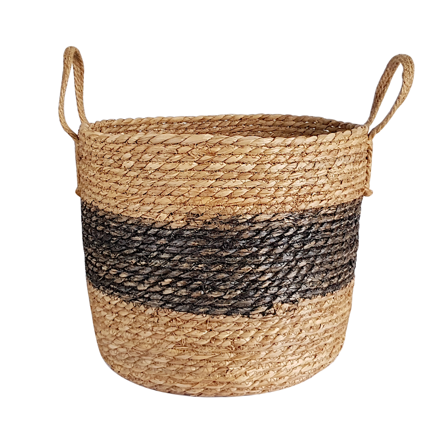 Panier rond fibre de maïs bicolore  | Deco-Delight.com