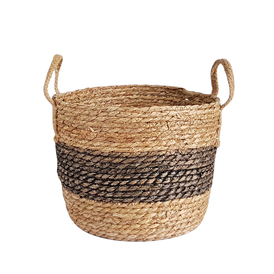 Panier rond fibre de maïs bicolore  | Deco-Delight.com