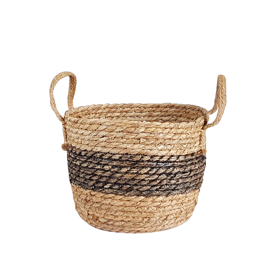 Panier rond fibre de maïs bicolore  | Deco-Delight.com