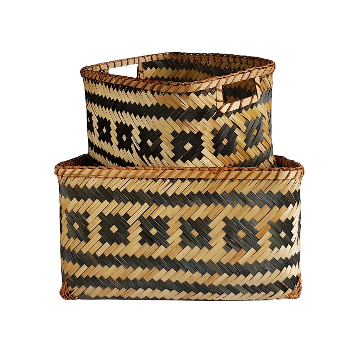 Set 2 paniers bambou noir naturel  | Deco-Delight.com