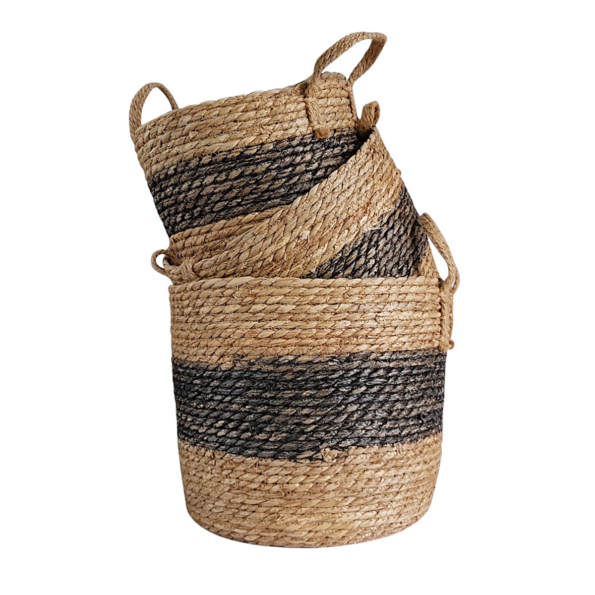 Set 3 paniers ronds fibre bicolore  | Deco-Delight.com