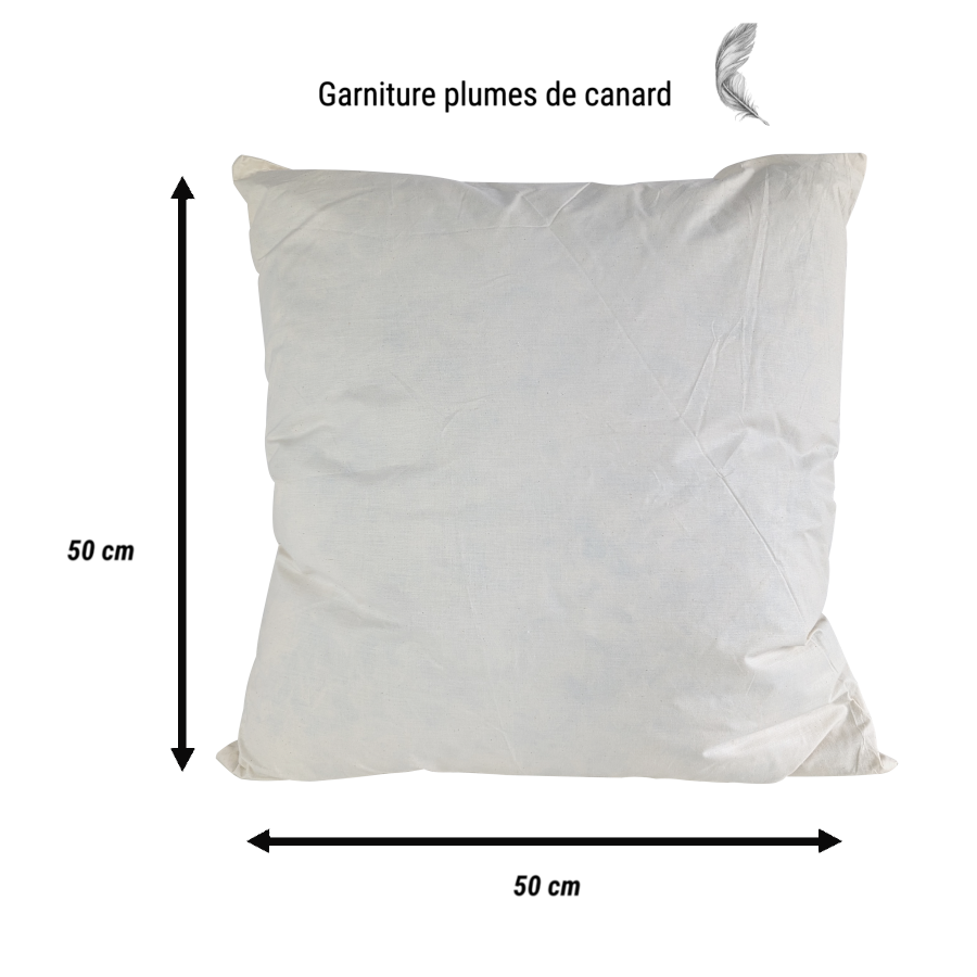 Coussin en Coton - Garnissage Plumes de Canard - 50x50 cm