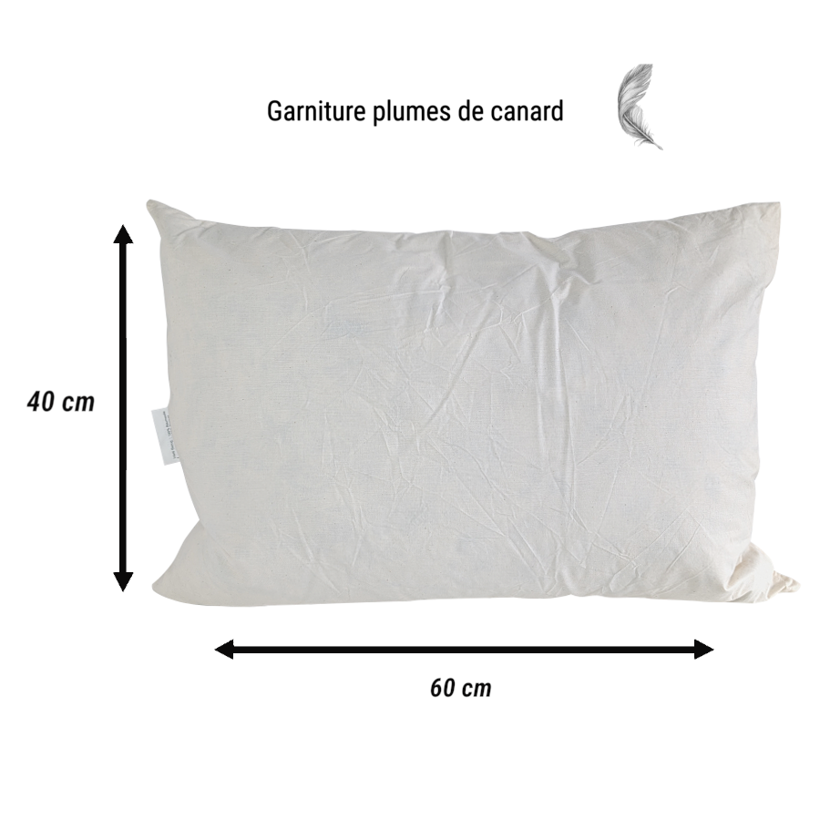Coussin en Coton - Garnissage Plumes de Canard - 40x60 cm