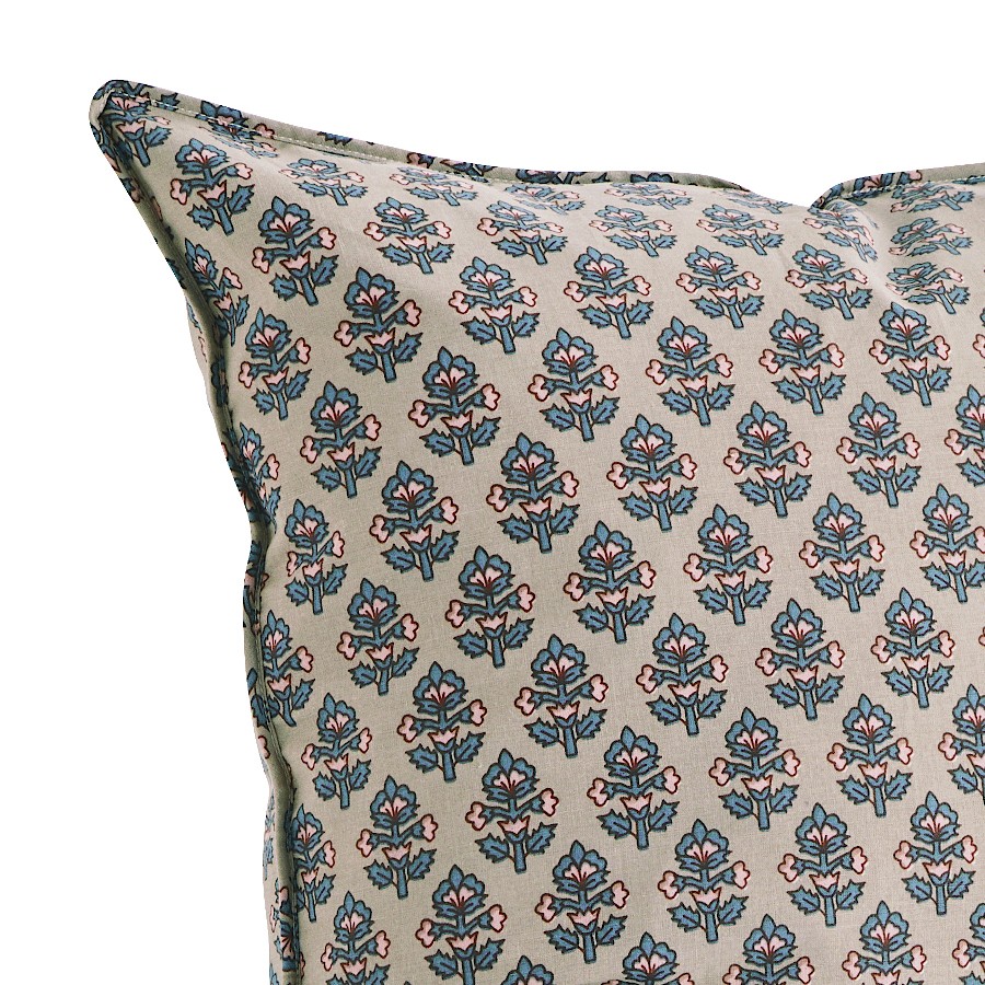 Housse de coussin 50x50 cm motif floral - Block print