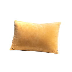 Coussin en velours brodé 40x60 cm - Moutarde et Gris