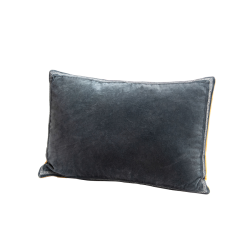Coussin en velours brodé 40x60 cm - Moutarde et Gris