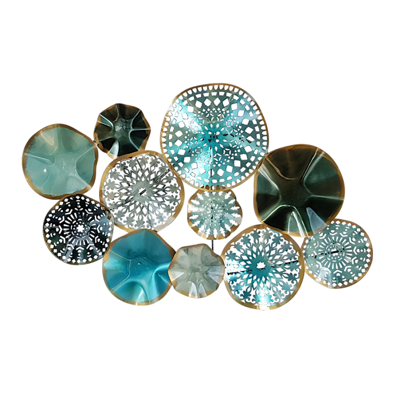 Décoration murale de disques bleus en métal L82