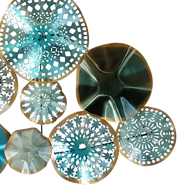 Décoration murale de disques bleus en métal L82