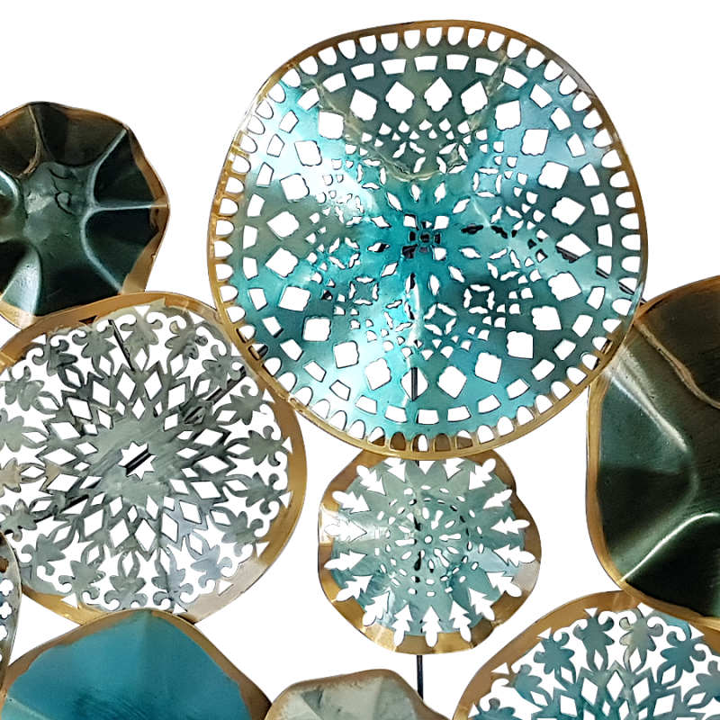 Décoration murale de disques bleus en métal L82