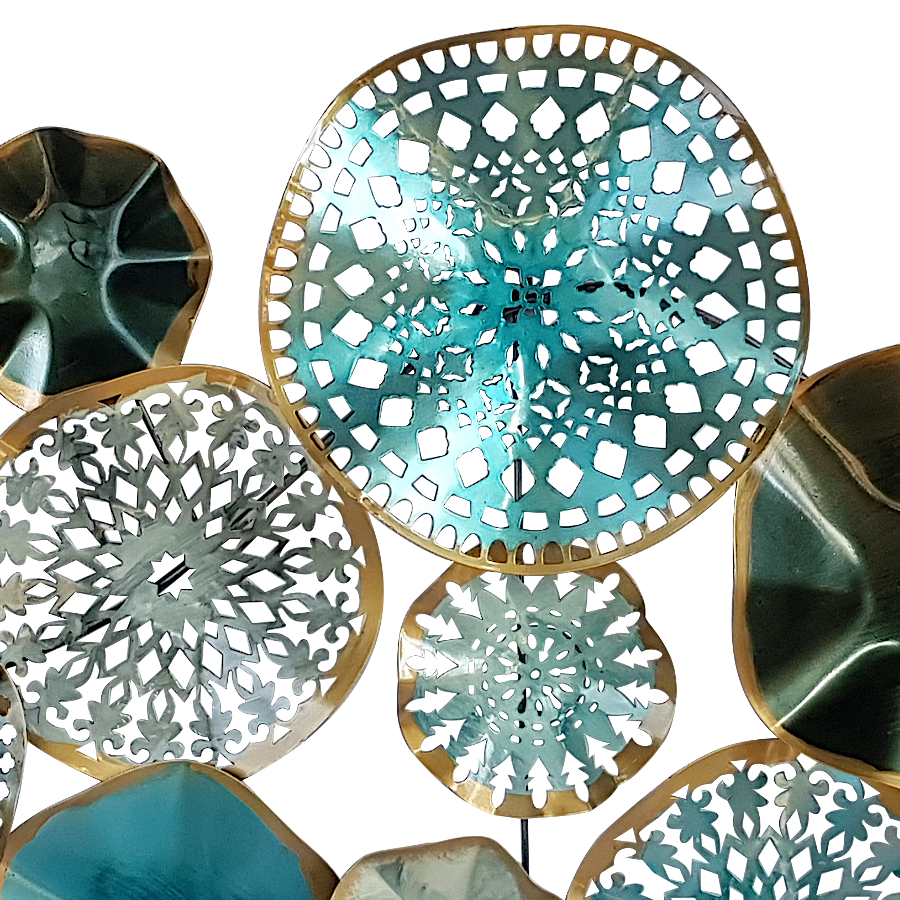 Décoration murale de disques bleus en métal L82