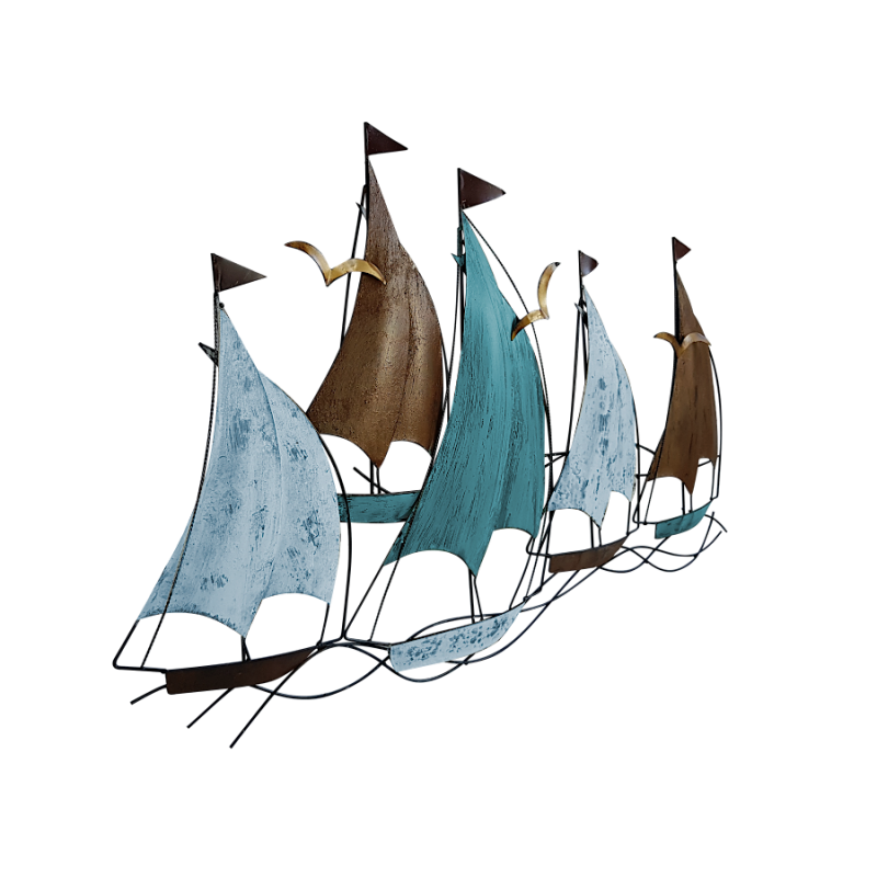 Décoration murale en métal – Régate de voiliers L100
