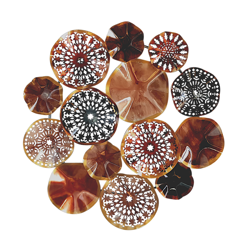 Décoration murale ronde de disques marron en métal L73