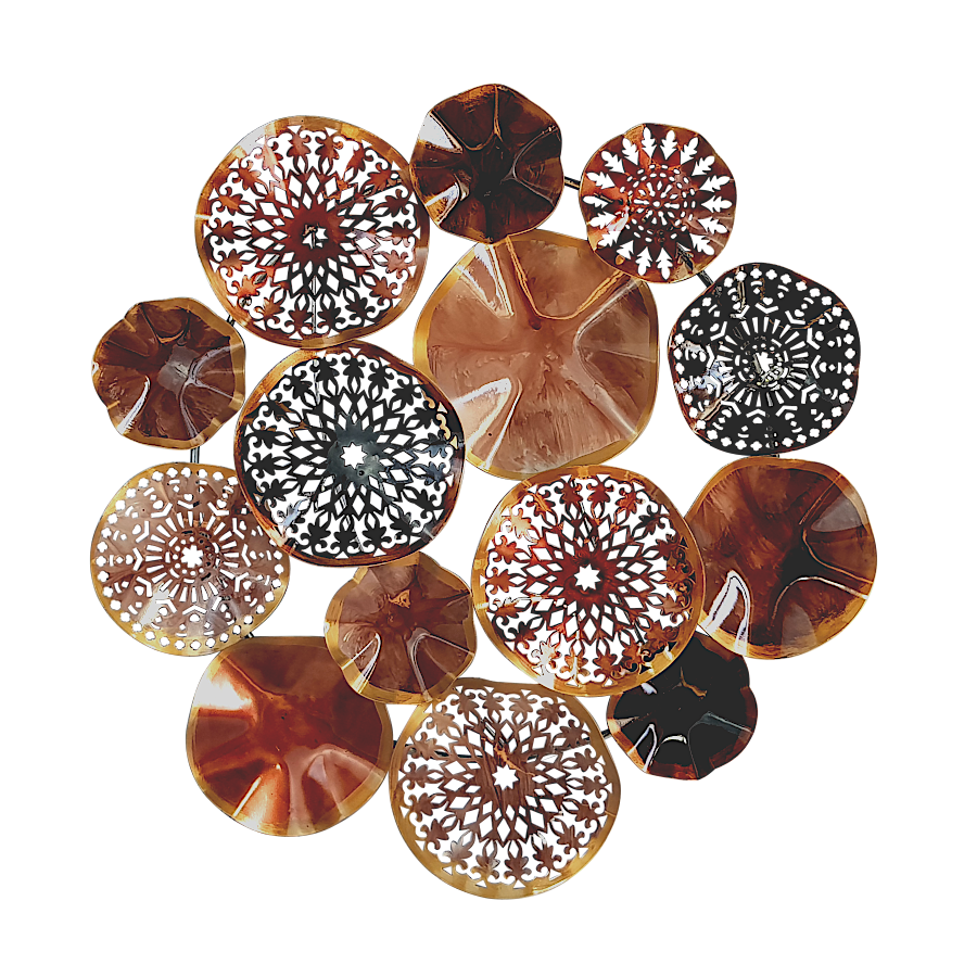Décoration murale ronde de disques marron en métal L73