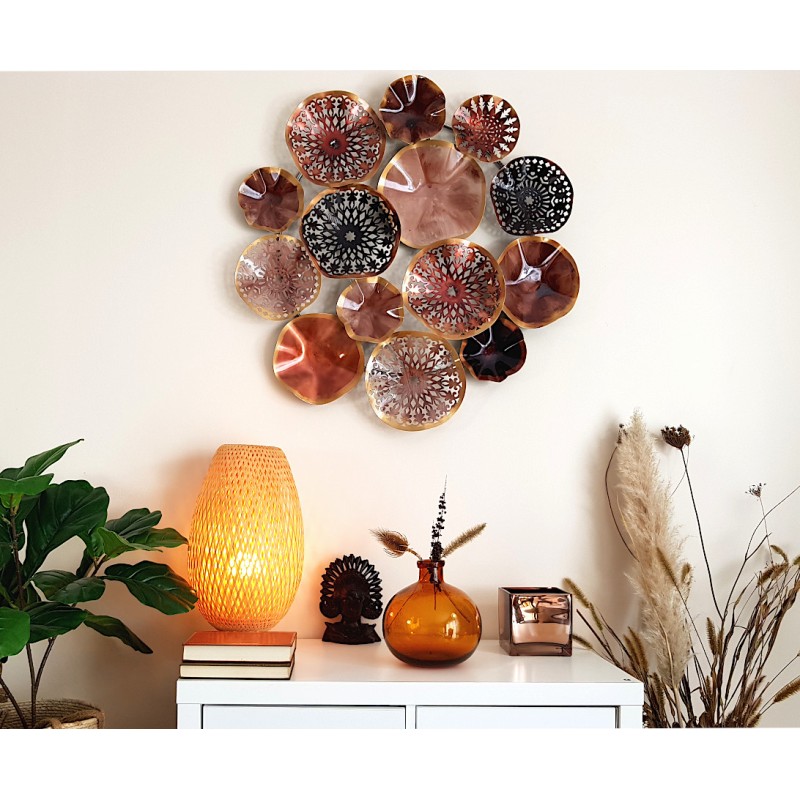 Décoration murale ronde de disques marron en métal L73