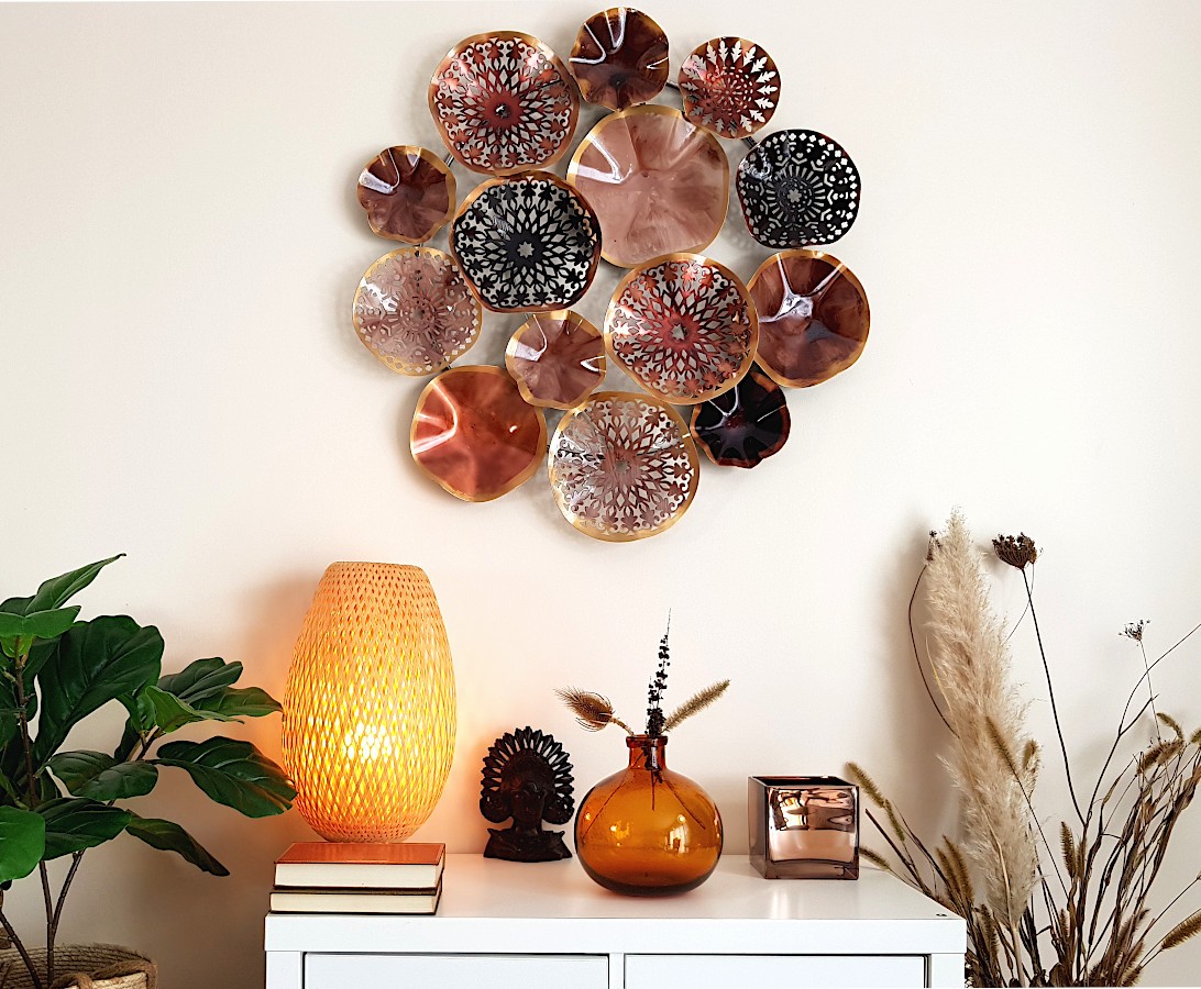 Décoration murale ronde de disques marron en métal L73
