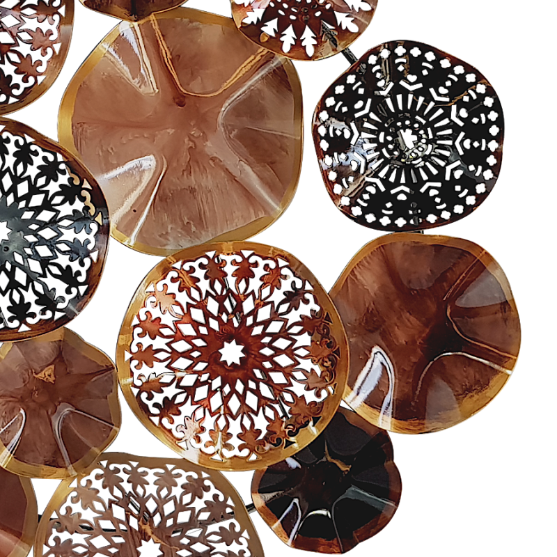 Décoration murale ronde de disques marron en métal L73