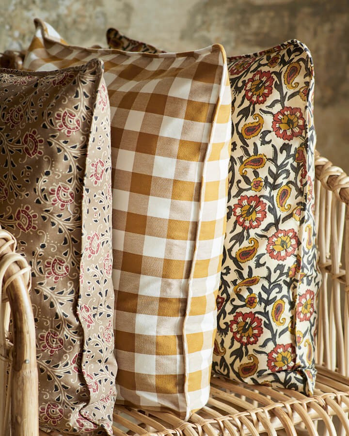 Housse de coussin 50x50 cm Block print indien  | Deco-Delight.com