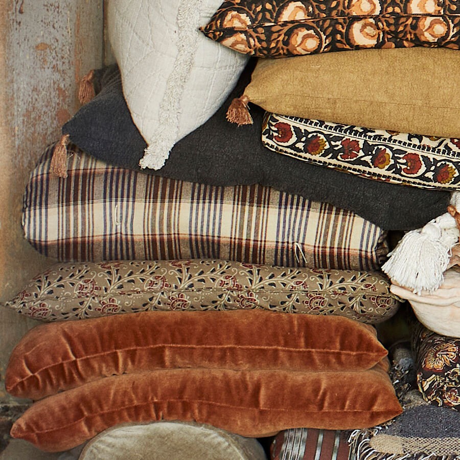 Housse de coussin 50x50 cm Block print indien  | Deco-Delight.com