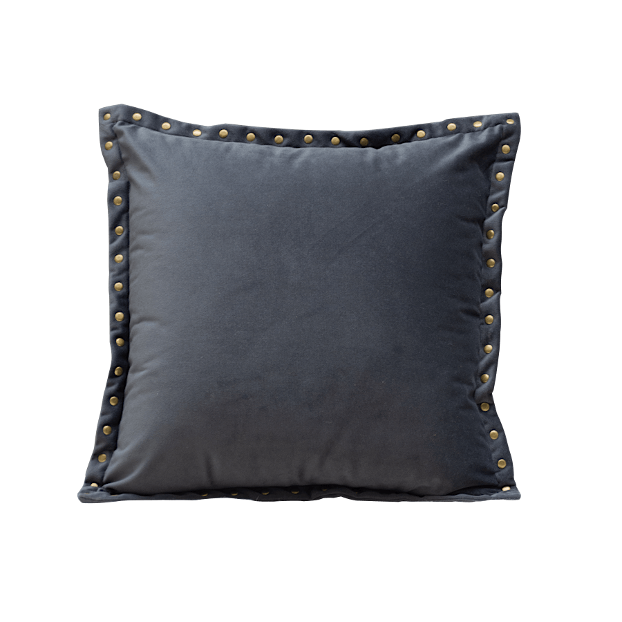 Coussin gris orné de clous dorés 45x45 cm | Deco-Delight.com