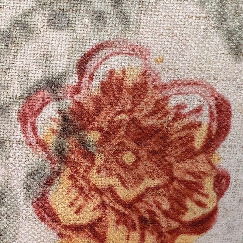 Coussin imprimé fleurs vintage rouge ocre 45×45 cm | Deco-Delight.com