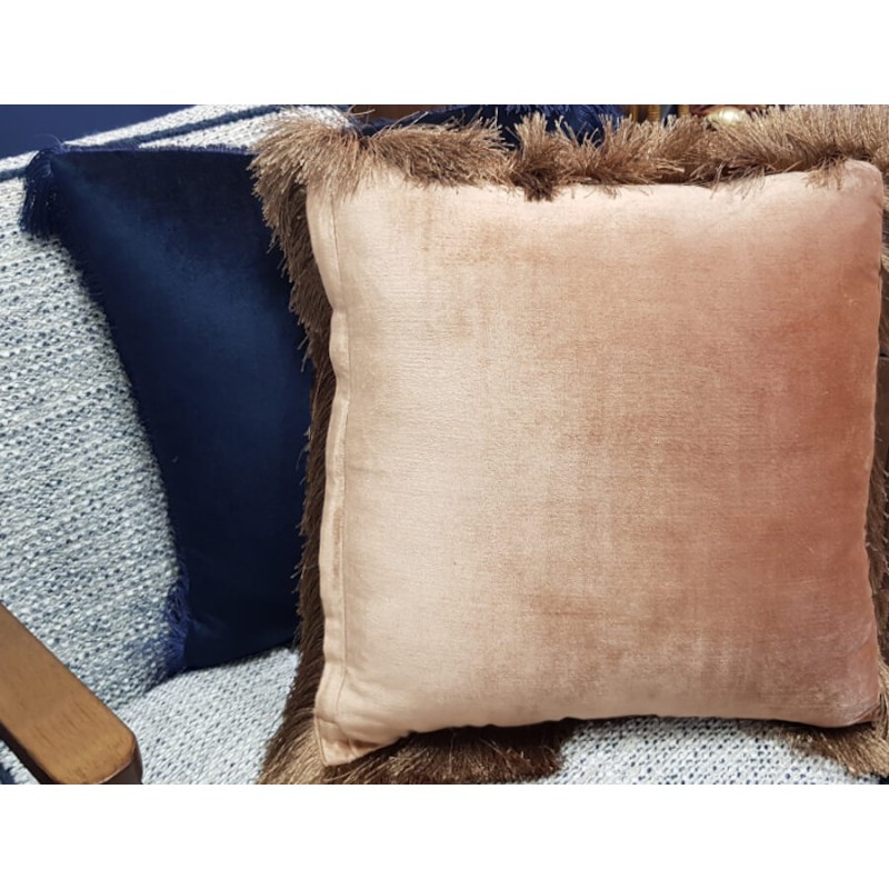 Coussin Viscose et Coton à franges 45x45 cm | Deco-Delight.com