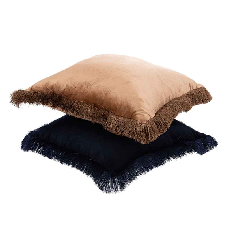 Coussin Viscose et Coton à franges 45x45 cm | Deco-Delight.com