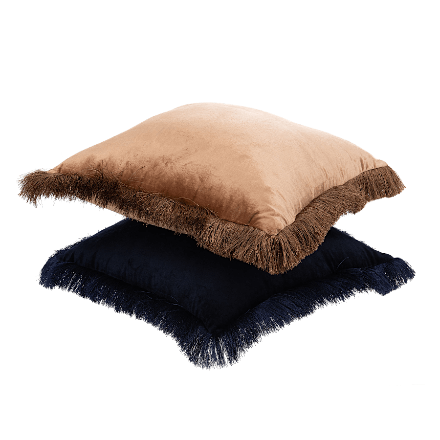 Coussin Viscose et Coton à franges 45x45 cm | Deco-Delight.com