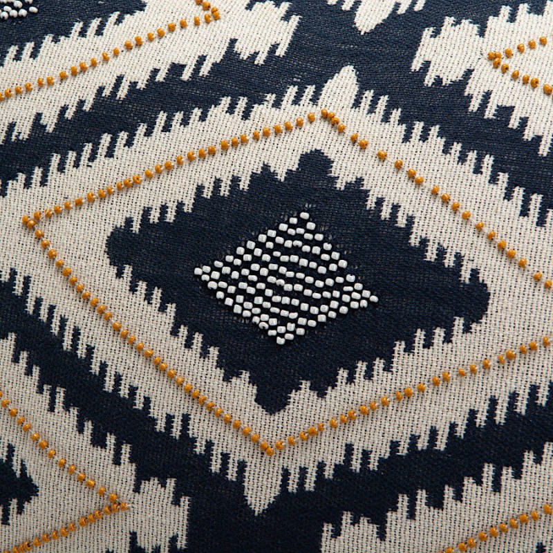 Coussin brodé 40x60 cm Losanges noirs & moutarde | Deco-Delight.com