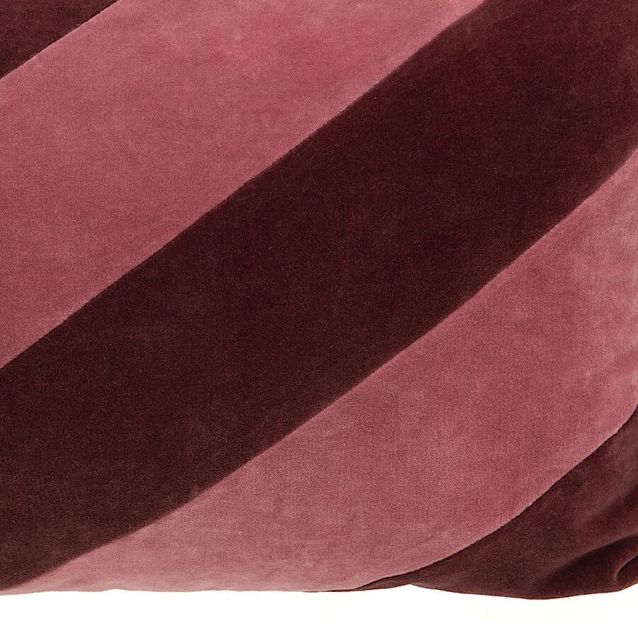Coussin en velours 40x60 cm bandes rose & bordeaux | Deco-Delight.com