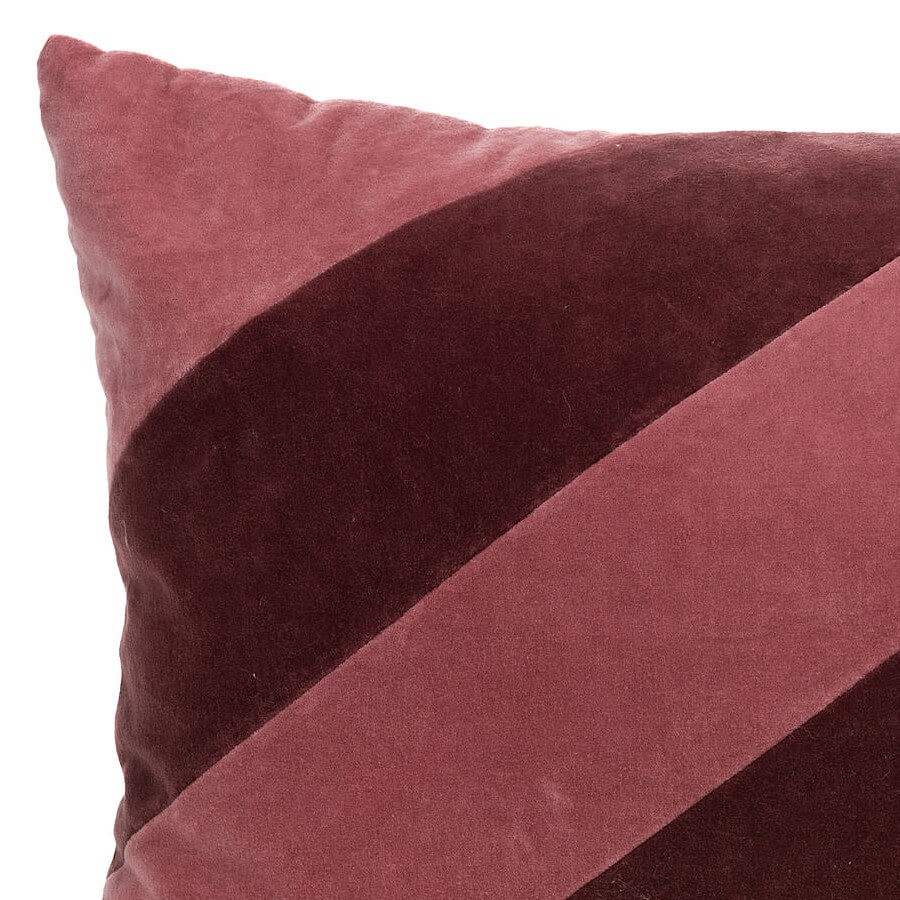 Coussin en velours 40x60 cm bandes rose & bordeaux | Deco-Delight.com