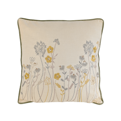 Coussin brodé fleurs des champs en coton 45×45 cm | Deco-Delight.com