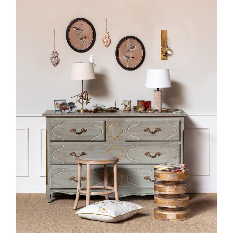 Coussin brodé fleurs des champs en coton 45×45 cm | Deco-Delight.com