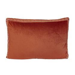 Coussin en velours brodé 40x60 cm - Brique et gris | Deco-Delight.com