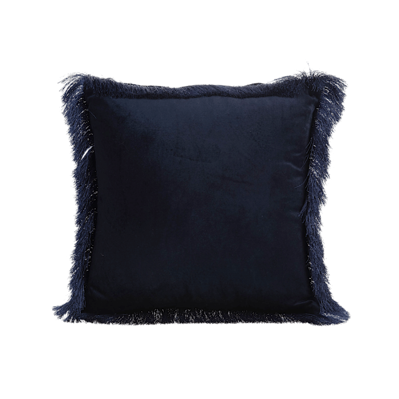 Coussin Bleu Viscose et Coton à franges 45x45 cm | Deco-Delight.com