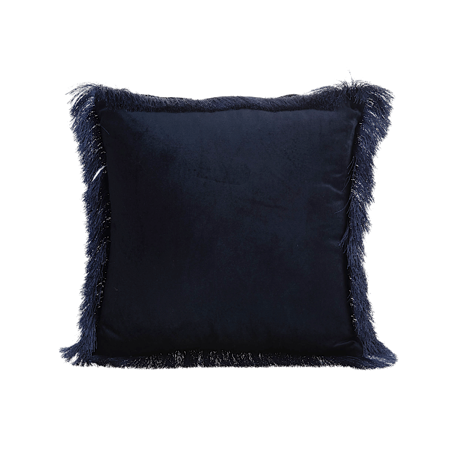 Coussin Bleu Viscose et Coton à franges 45x45 cm | Deco-Delight.com