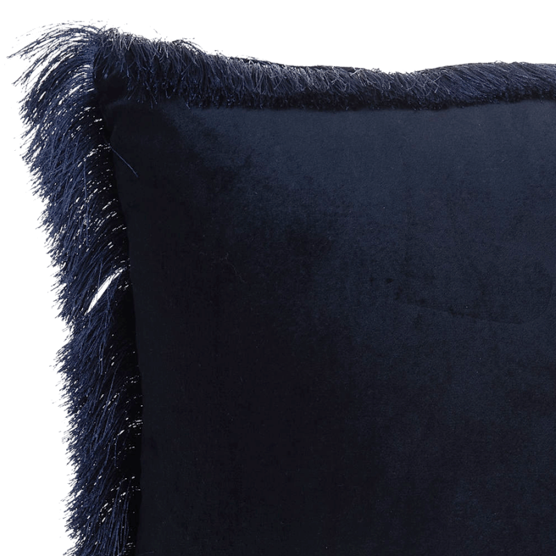 Coussin Bleu Viscose et Coton à franges 45x45 cm | Deco-Delight.com