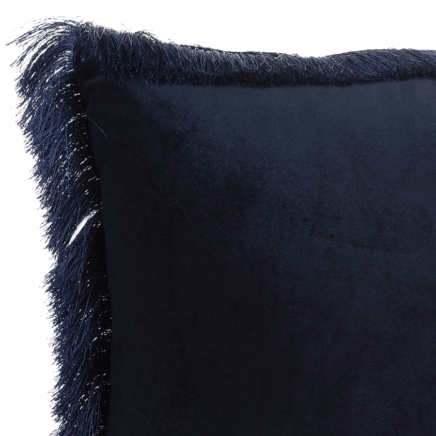 Coussin Bleu Viscose et Coton à franges 45x45 cm | Deco-Delight.com