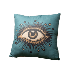 Coussin bleu motif œil protecteur – 45x45 cm | Deco-Delight.com