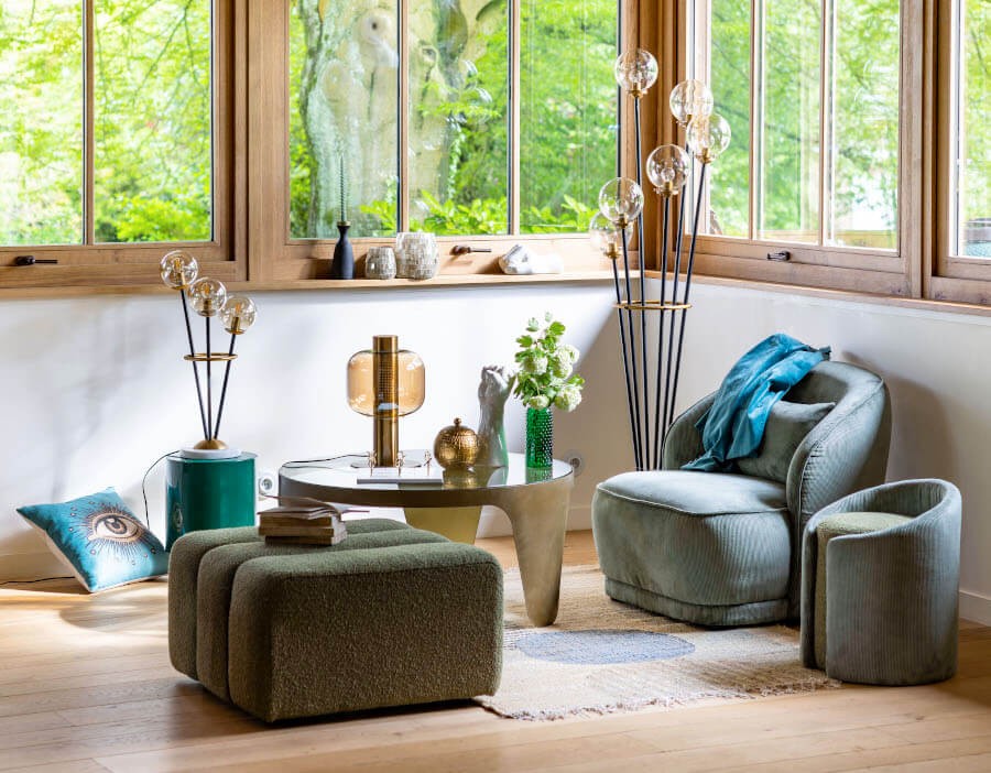 Coussin bleu motif œil protecteur – 45x45 cm | Deco-Delight.com