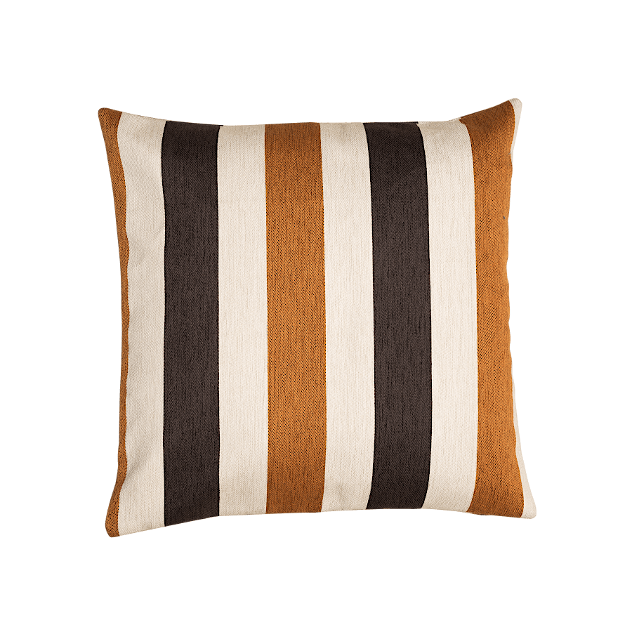 Coussin rayé caramel et chocolat – 45 x 45 cm | Deco-Delight.com